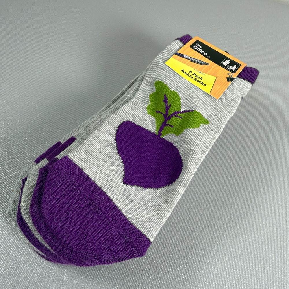 The Office Dwight Schrute Farms Ankle Socks 5 Pack Grey Purple